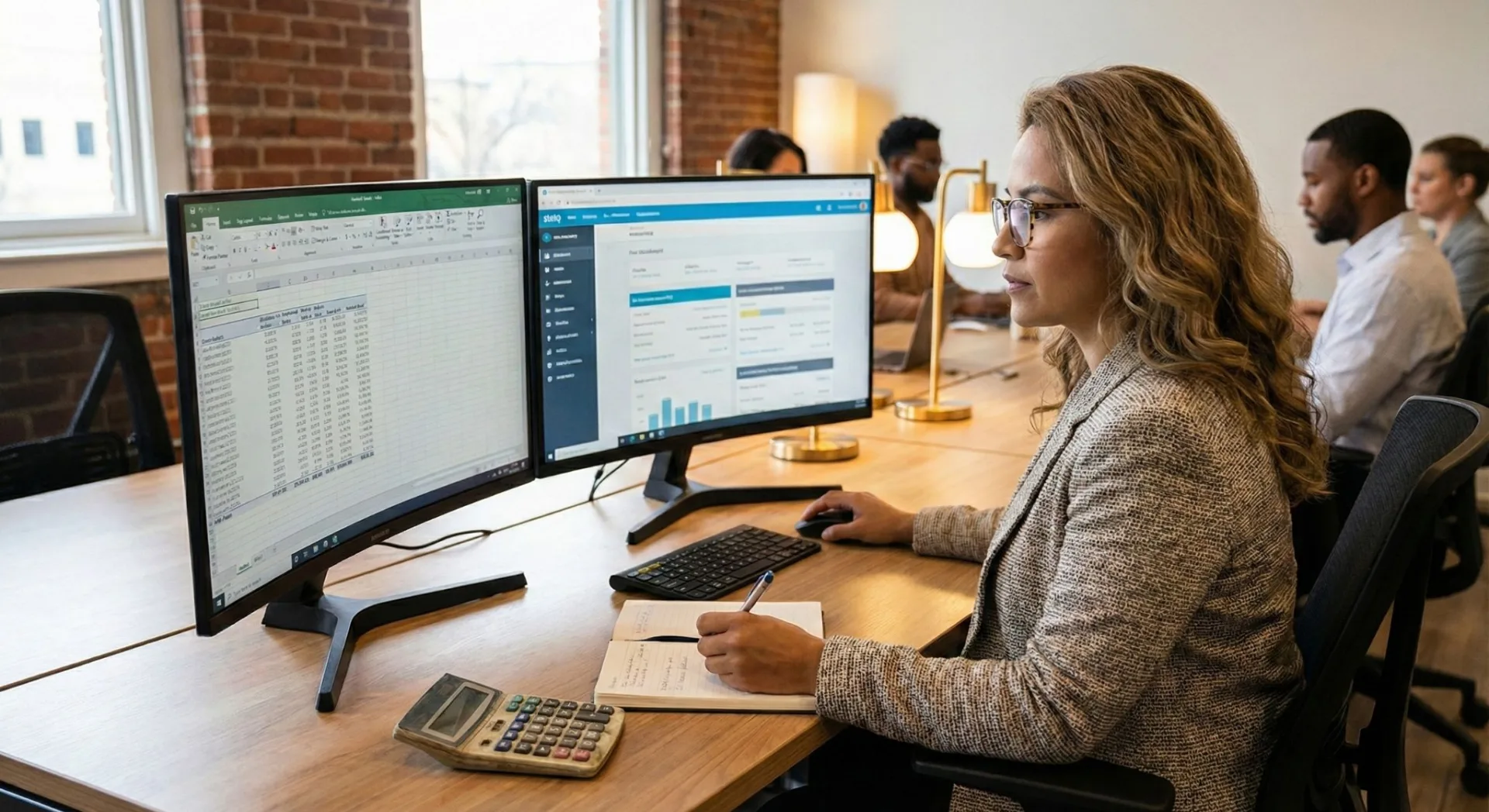 Bookkeeper working with financial reports